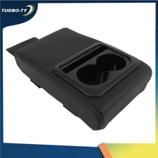 Black Leather Auto Center Console Armrest Pillow Cup& Phone Holder For Most Cars