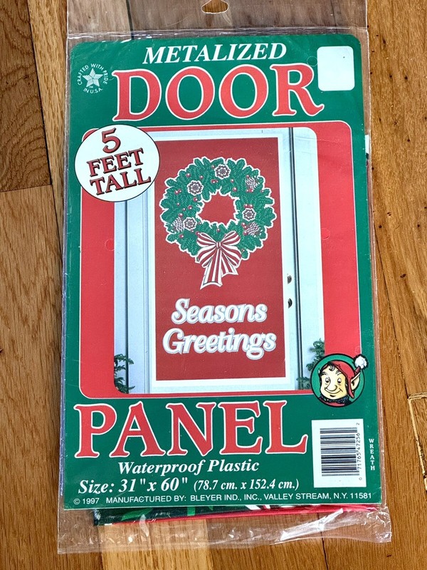 Vintage Wreath Door Panel Cover 31x60 5 Feet Tall Metalized Waterproof 