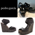 PEDRO GARCIA Triana Black Leather Strap Platform Wedge Sandals 37IT/7US/4UK-Exc