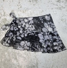 Stretch Black & White Floral Mesh Sarong/Wrap/Beach Bikini Cover Up/Made in usa