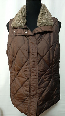 North Crest Brand Women's Quilted Vest Jacket Brown Size Medium 10-12