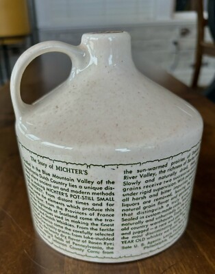 Vintage 1960's Michter's Whiskey Jug Bottle 4/5 Quart Crock Pot