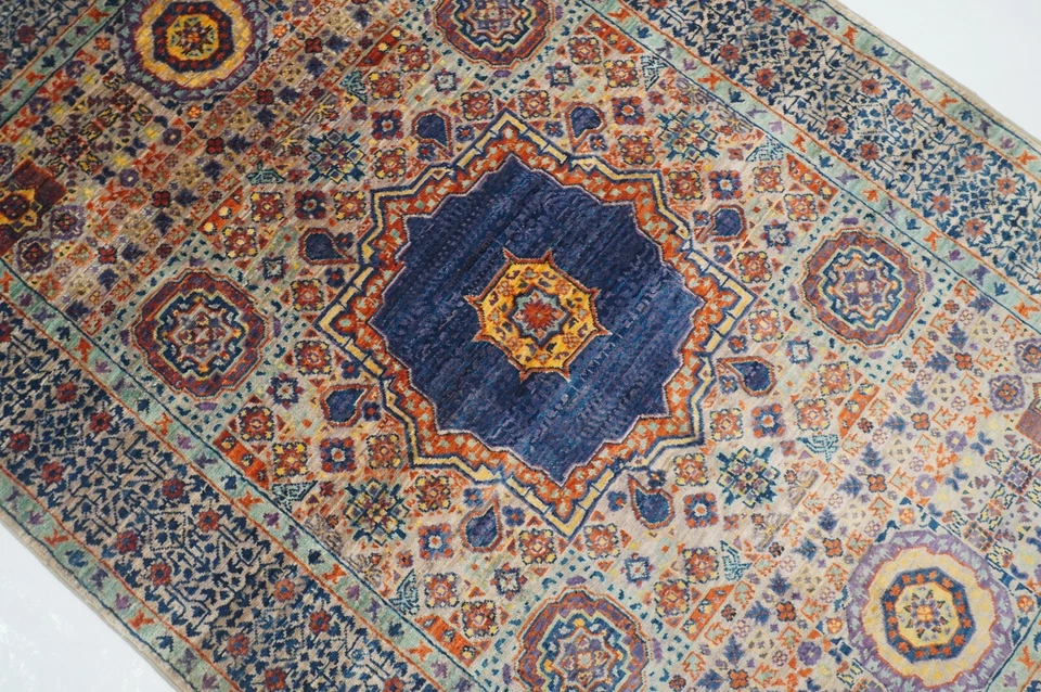 3 x 5 ft Gray Mamluk Afghan Hand Knotted Wool Medallion Area Rug - Image 4 of 4