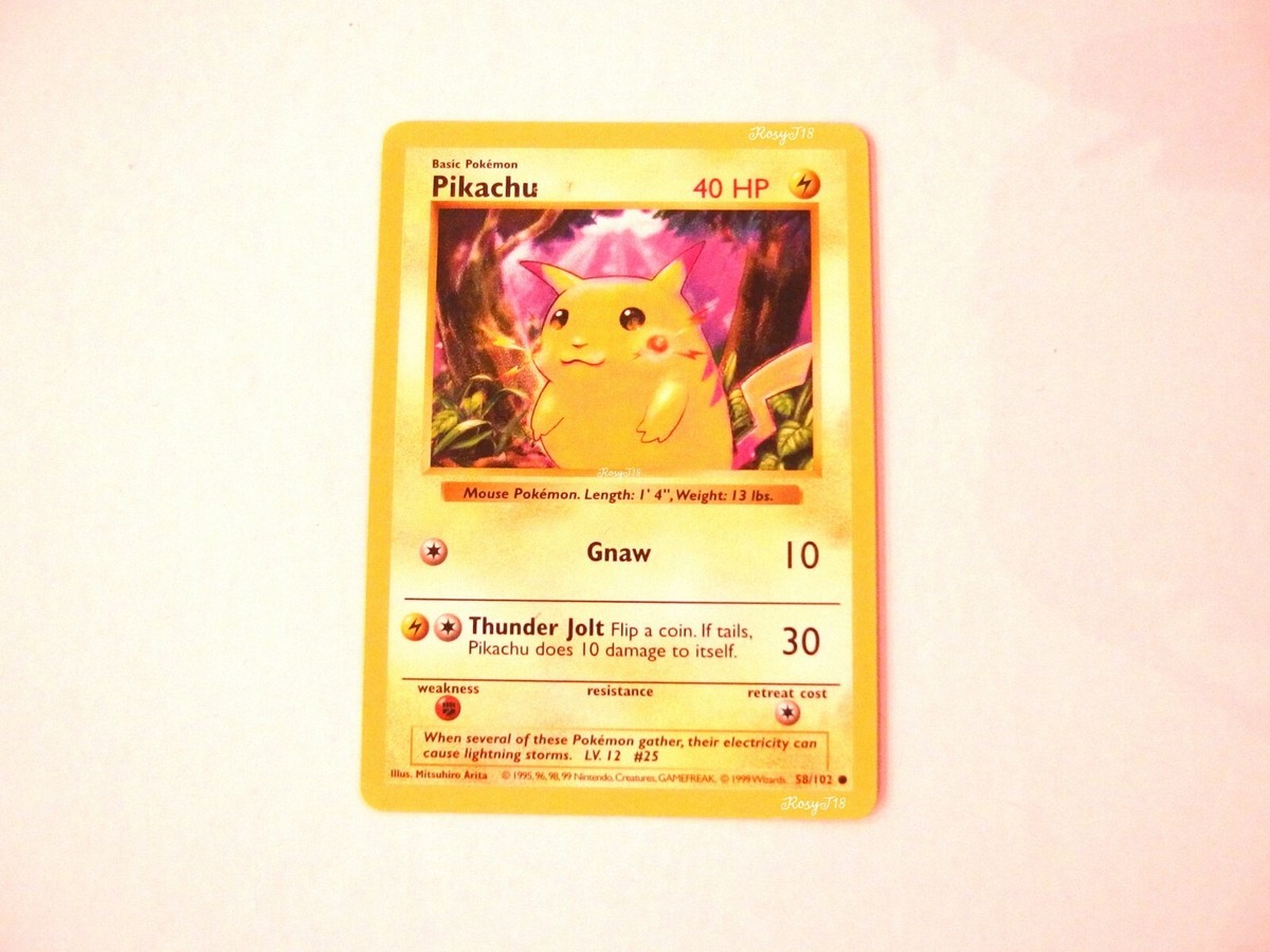 ORIGINAL Pokemon Card: SHADOWLESS Pikachu 58/102 | eBay