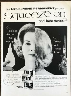 1956 Lilt Home Permanent Perm PRINT AD Squeeze On and Love Twice