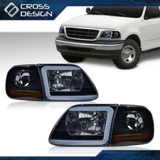 Fit For 97-04 Ford F150 Expedition C STYLE LED Strip Headlights Headlamps