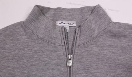 Peter Millar Gray/Black Knit Woven Merino Wool-Cashmere 1/4 Zip Front Sweater S - Picture 4 of 6