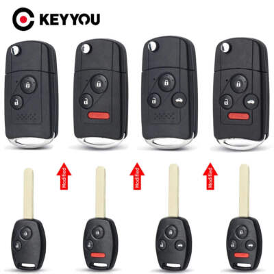 KEYYOU Flip Key Modified Folding Remote Car Key Shell Case Fob For Honda Accord
