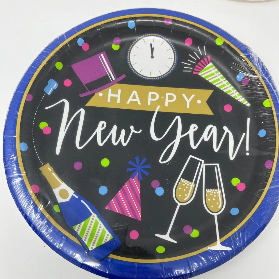 New Years Eve Cheers Happy Cocktail Holiday Party Paper Plates Napkins Serves 8 - Image 2 of 4