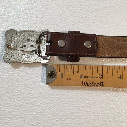 Size 20 Youth Nocona Western Leather Belt ~ N4428602 ~ Brown ~ Longhorn Buckle! - Picture 6 of 8