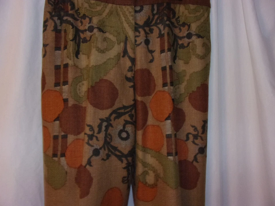 Pantalones gráficos ETRO Milano de lana Op Art IT40 US4 marrones dorados fabulosos en muy buena condición Foto 2 de 4
