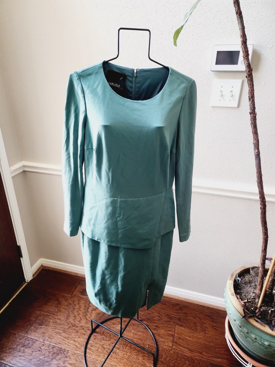 CARLISLE $555 Sage Green Long Sleeve Casual Ruffle Dress Size 10 | eBay