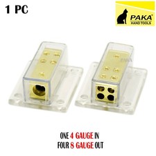 4-Way Car Audio Solar Amp Power/Ground Cable Splitter Distribution Block 4ga
