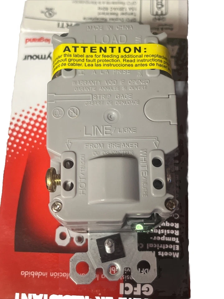 Pass & Seymour 1595-TRTI GFCI resistente a manipulaciones 15A 125VAC titanio (t74) Foto 4 de 4