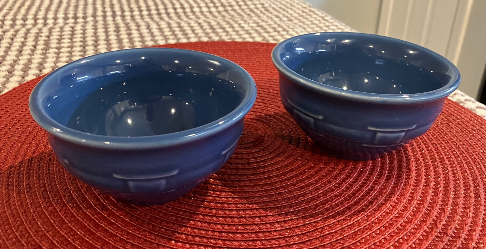 Longaberger Woven Traditions 2 Small Dessert Bowls Cornflower Blue 4