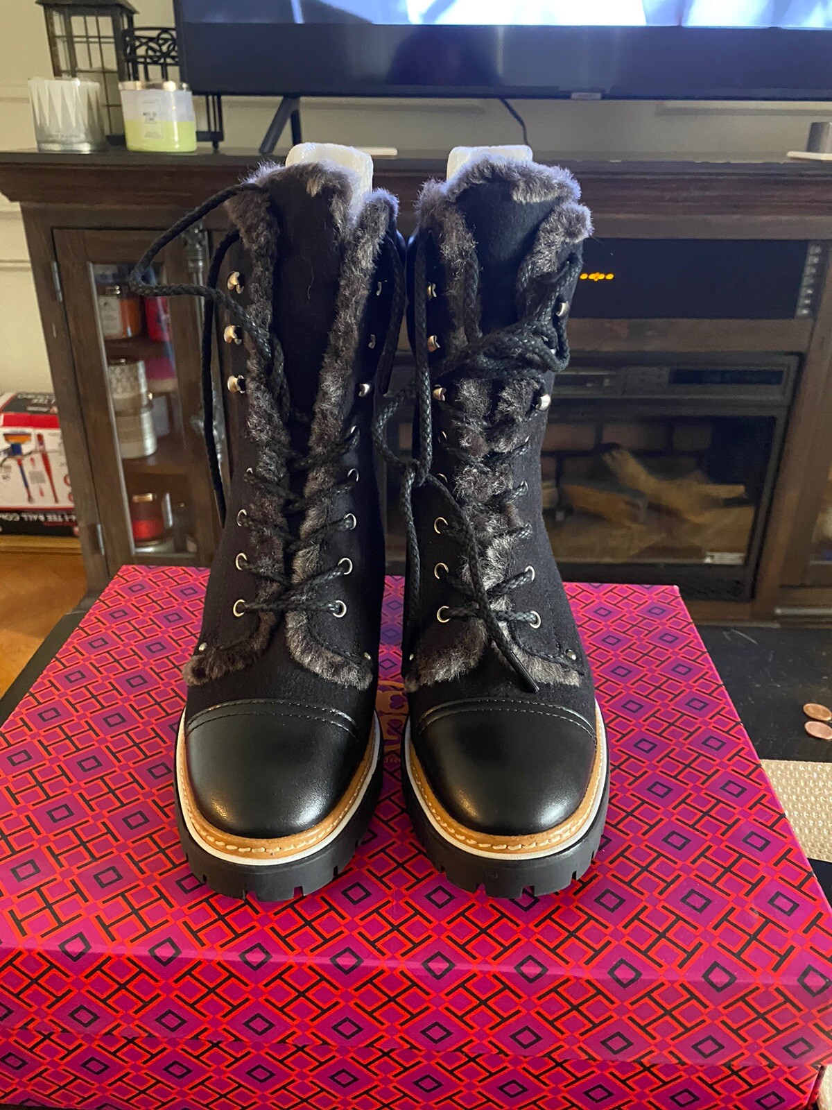 tory burch cooper shearling bootie