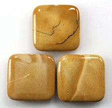 Three 3 Mookaite Jasper 30mm Square Beads Butterscotch Coloring Mookite 236