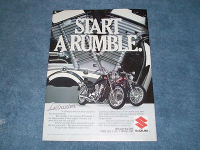 1986 Suzuki Intruder Vintage Motorcycle Ad ''Start A Rumble''