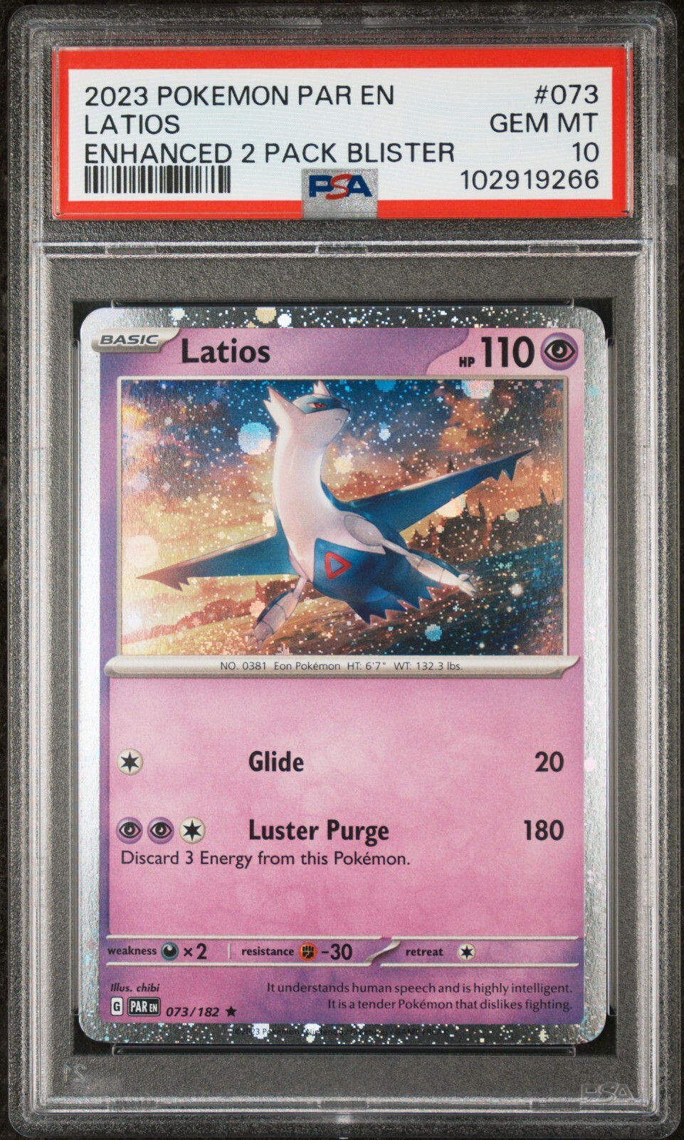 2023 POKEMON PARADOX RIFT 073 LATIOS ENHANCED 2 PACK BLISTER PSA 10 VERY LOW POP