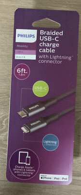   Philips Braided USB-C Charge Cable , 6ft For  iPad & ipod 