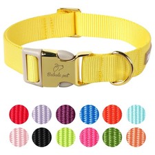 Nylon Dog Collar - Adjustable Yellow Soft Webbing Dog Collars for Small Mediu...