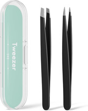 Tweezers for Women Facial Hair, Slant  Point Tip 2 Pack Eyebrow Tweezers for Me