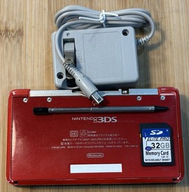 Nintendo 3DS Handheld System - Metallic Red Charger, Stylus 32GB/SD Card