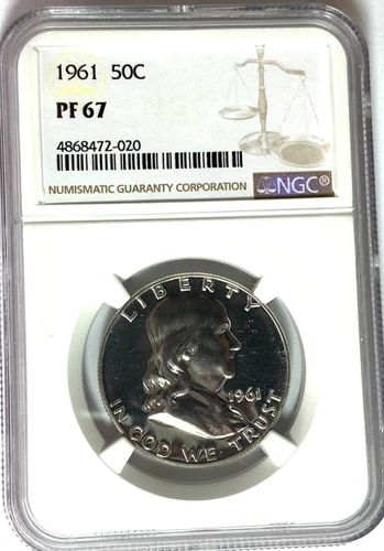 1961 50c Franklin Silver Proof Half Dollar Fifty Cents NGC PF67