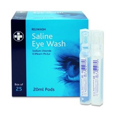 Reliwash Saline Eye Wash – 0.9% Sterile Sodium Chloride – 20ml Bottle, Box of 25