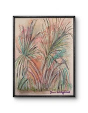 Florida Palm Trees Original Signed Watercolor Art Painting Yupo Paper Home Decor