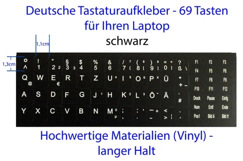 German keyboard stickers Lenovo keyboard sticker notebook blk. 69 Keys