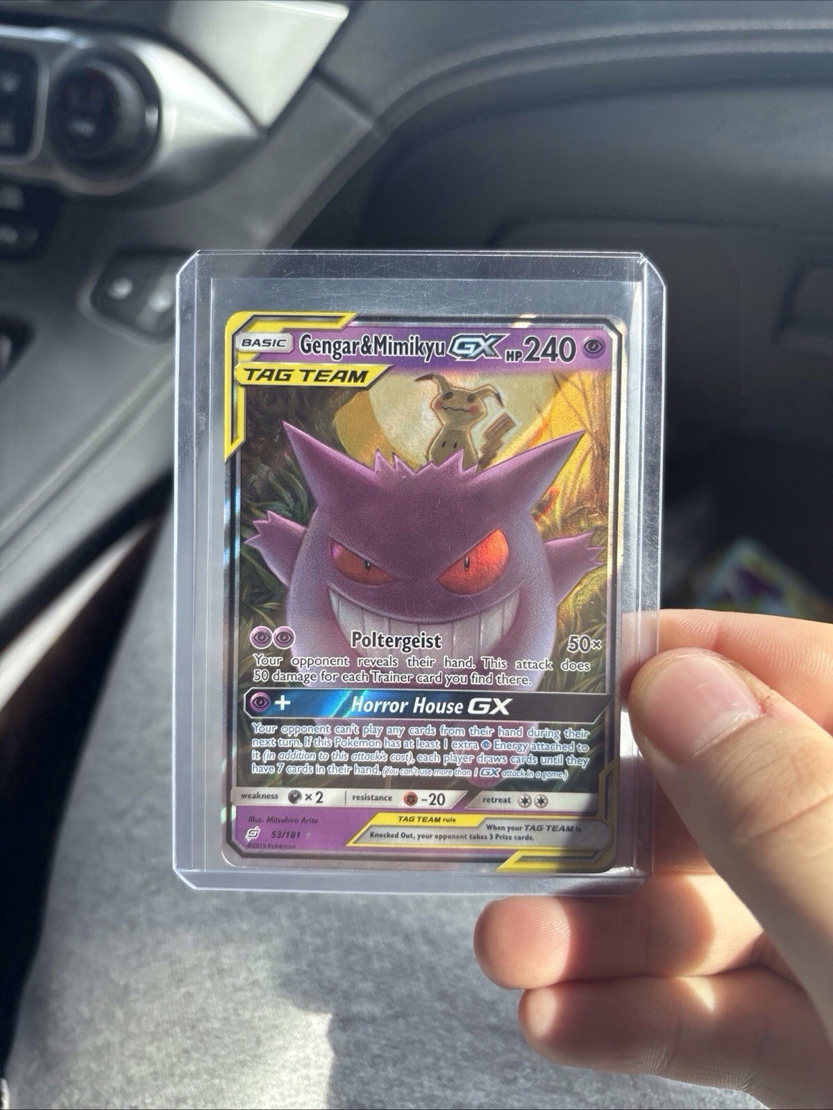 Pokémon TCG Gengar & Mimikyu GX Holo Ultra Rare Card 53/181