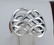 LARGE .925 STERLING SILVER WOVEN KNOT RING size 8 style r2205