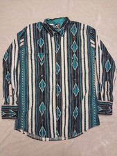 Vintage Roper Western Pearl Snap Shirt Large Made In Usa Aztec