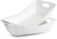 Large Serving Bowls W/ Handles White Serving Dishes For Entertaining 1.5 Quarts