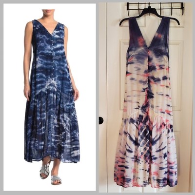 YOUNG FABULOUS & BROKE Raquel Tie Dye Maxi Dress Romantic Peasant Bohemian Med