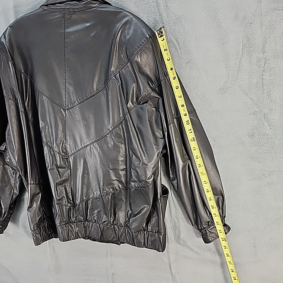 80s Tibor Black Patchwork Leather Motorcycle Jack… - image 8