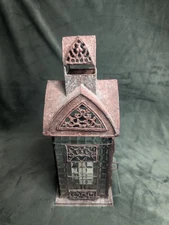 Glass & Metal Architectural Candle Lantern Gold Black Patina Hampton House 11.5”