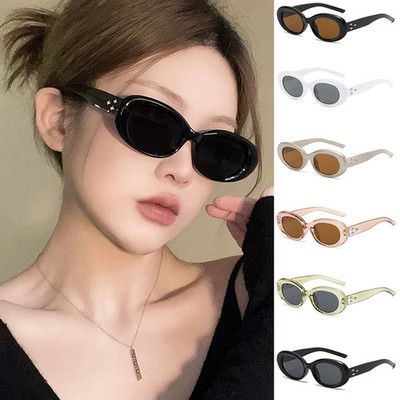 Retro Oval Sunglasses UV400 Unisex Candy Color Casual Fishing Outdoor Wear