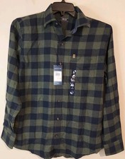 NWT Men  s IZOD Stratton Flannel Button Up Shirt Green Plaid - Sz Small MSRP 65