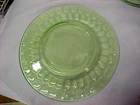 Vintage FEDERAL GLASS Uranium Thumbprint Luncheon Plate Green Depression Antique