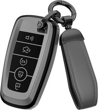 for Ford Key Fob Cover Accessories- Matte TPU Key Fob Cover with Leather Keychai