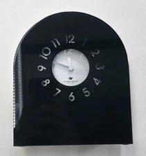 MICHAEL GRAVES DESIGN MANTEL CLOCK 8" x 7" STEEL SHELL BLACK FRONT