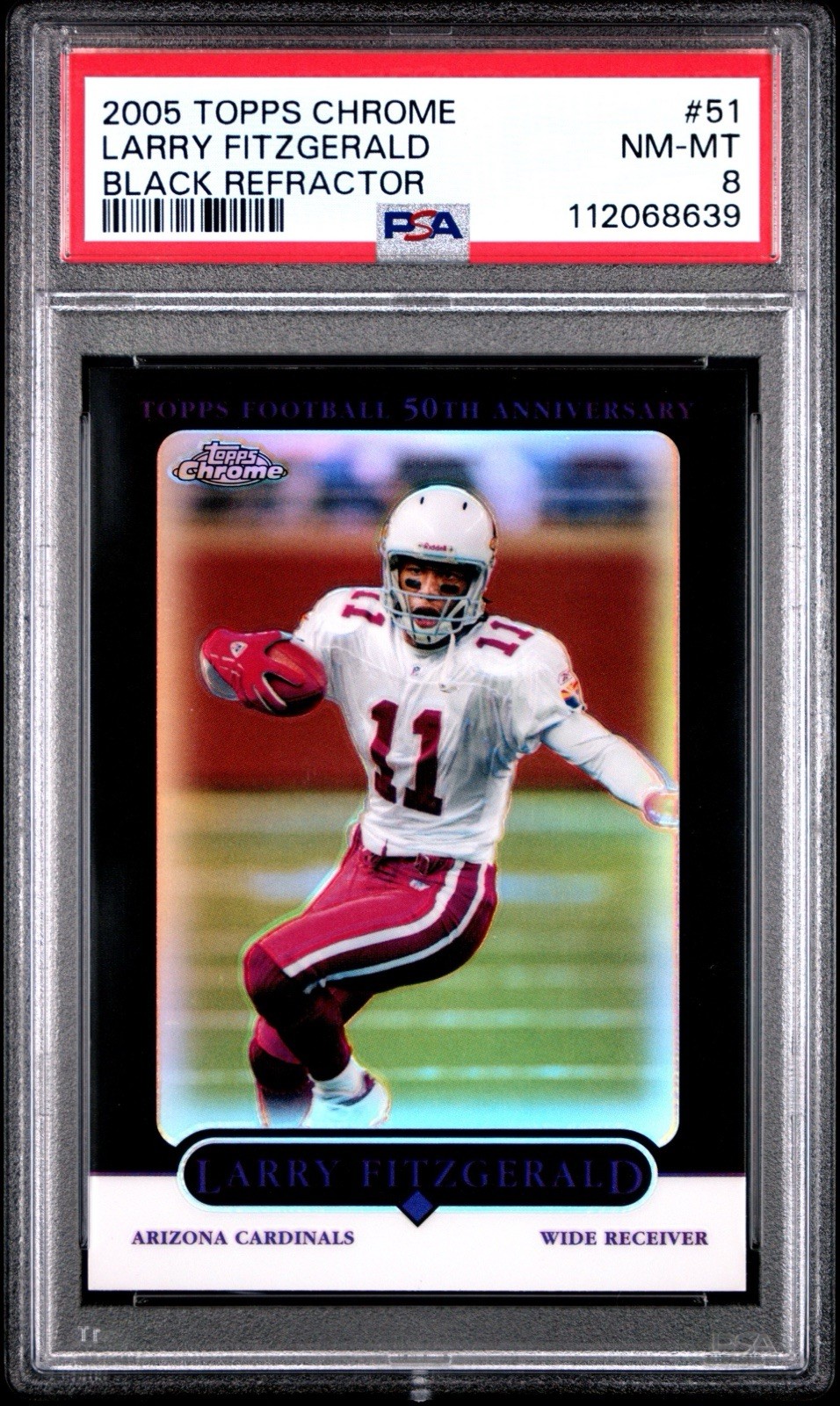 2005 Topps Chrome Larry Fitzgerald Black Refractor #/100 Cardinals PSA 8 RARE