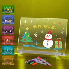 LED Doodle Glow Note Board 13.7X10 – Light Up Acrylic Dry Erase Message Drawi...