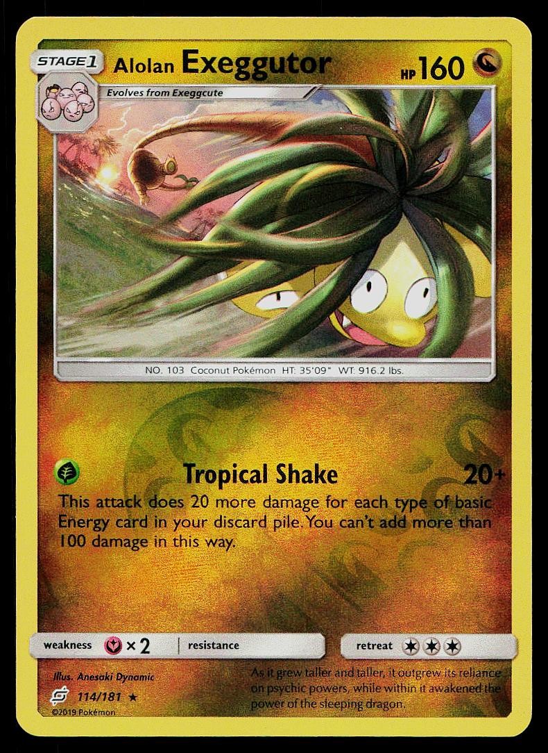 Pokemon Card Team Up Alolan Exeggutor 114/181 Reverse Holo Rare