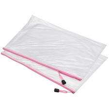 3 Pcs Mesh Zipper Bags A3 Plastic Zip File Pouch Document Folders Pink