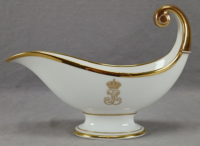 Sevres Louis Phillipe Service Des Bals Gold Monogram Sauce Boat Circa 1847