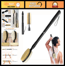 Dual-Sided Back Scrubber with Soft  Stiff Bristles, 17"-25" Long Handle Shower