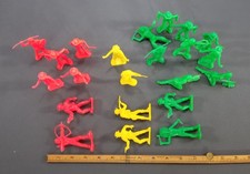 Vtg 1960s 70s Plastic Cowboys Indians 3" 22 Pc Set
